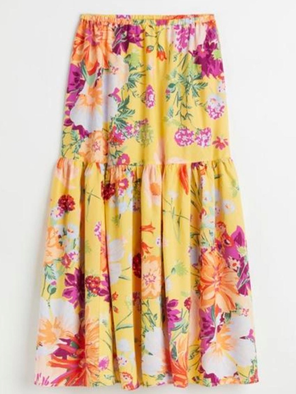 H&M Yellow Floral Patterned Maxi Skirt